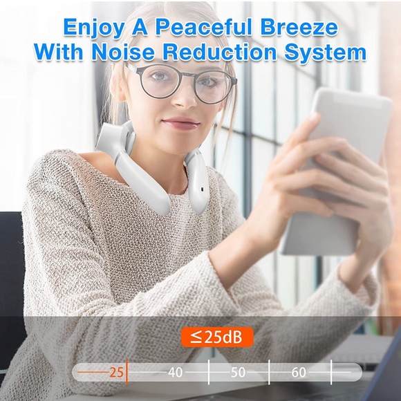 Portable Neck Fan Upgraded Neck Air Conditioner 2X Cooling Pads Rechargeable Fan - Picture 10 of 12